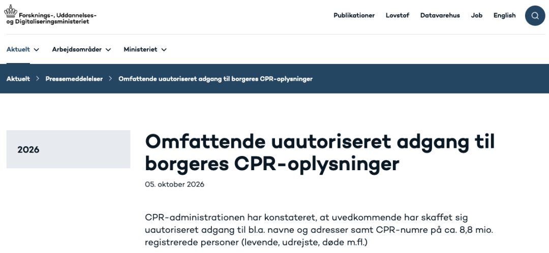 Danish officials addressing the CPR register breach