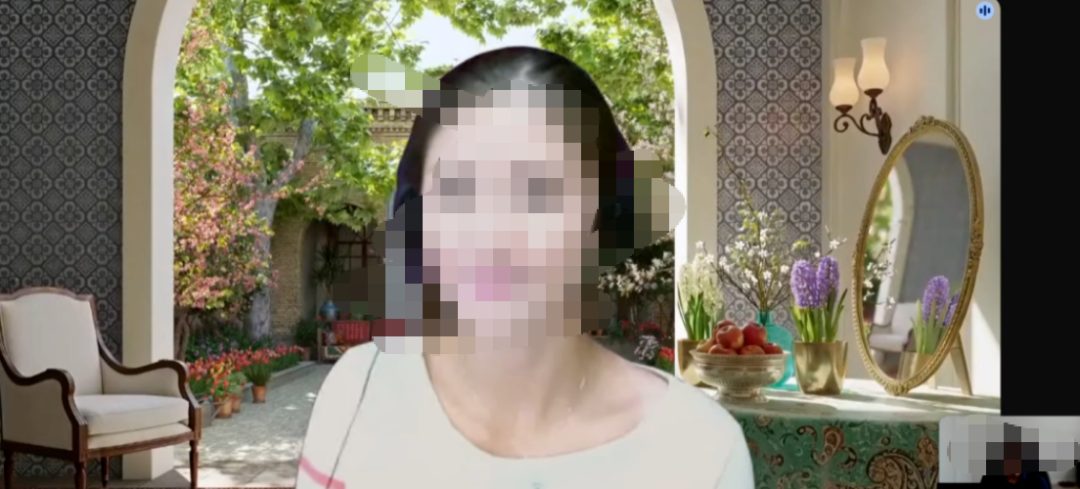 Woman using the Jasmine Bell persona in a video interview